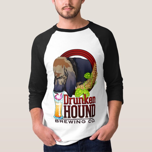 Betrunkener Jagdhund, der T - Shirt Co. 3/4 braut (Vorderseite)