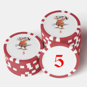 Betrunkener Poker-Chip mit Santa Red 5 Streifen Pokerchips