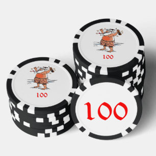 Betrunkener Santa Black 100 gestreifter Poker-Chip Pokerchips