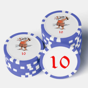 Betrunkener Santa Blue 10 gestreifter Poker-Chip Pokerchips