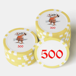 Betrunkener Santa gelb 500 gestreifter Poker-Chip Pokerchips