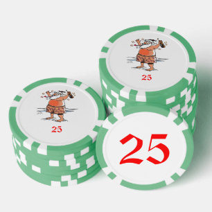Betrunkener Santa Green 25 gestreifter Poker-Chip Pokerchips