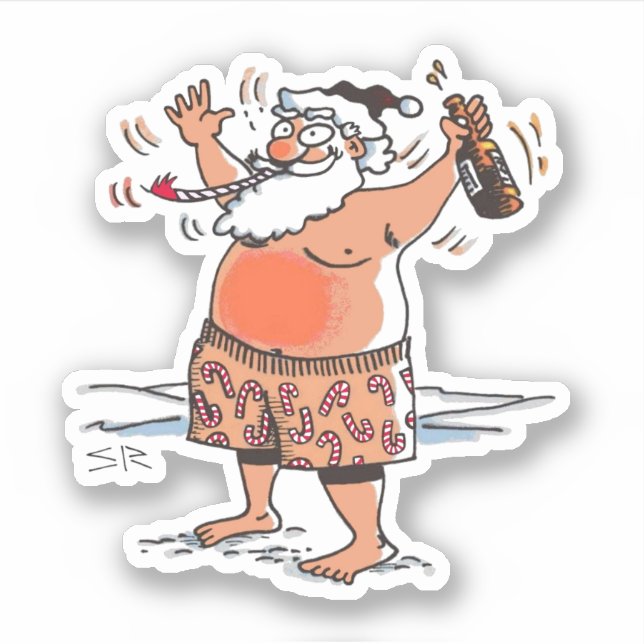 Betrunkener Santa-Kontur-Aufkleber Aufkleber (Vorderseite)