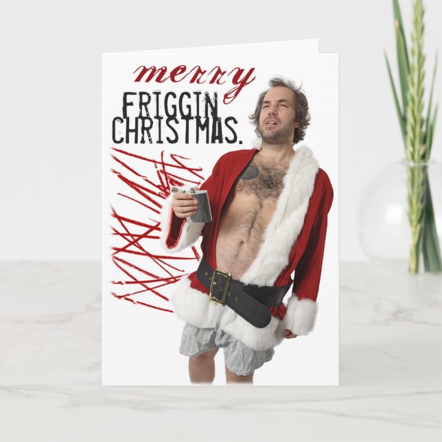 betrunkener Santa-Lehrer Feiertagskarte (Vorderseite)