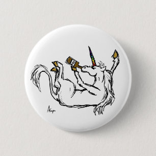 Betrunkener Unicorn-Knopf Button