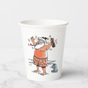 Betrunkener Weihnachtsmann mit Siegel-Papierbecher Pappbecher