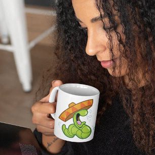 Betrunkener Wurm mit Sombrero-Party Kaffeetasse