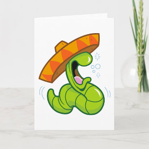 Betrunkener Wurm mit Sombrero-Party Karte