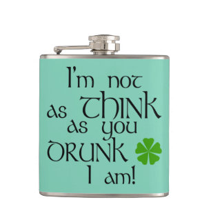 Betrunkenes Spaß-Grün-Kleeblatt Flachmann