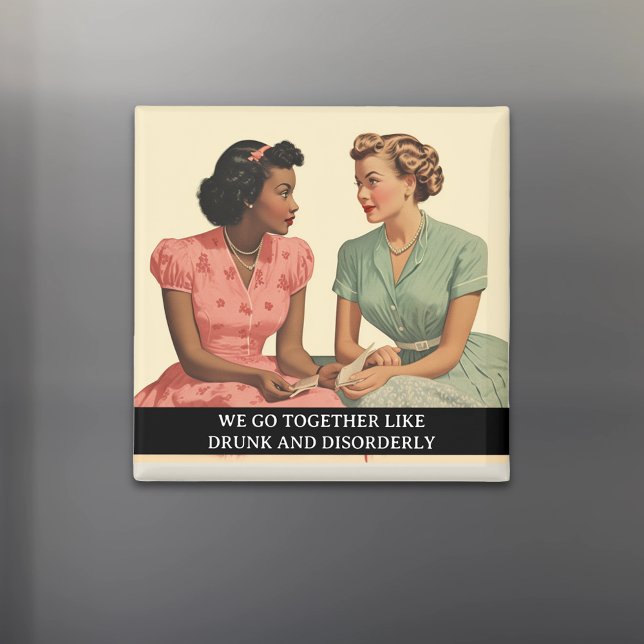 Betrunkenes und ungeordnetes lustiges Retro 50er S Magnet (Von Creator hochgeladen)
