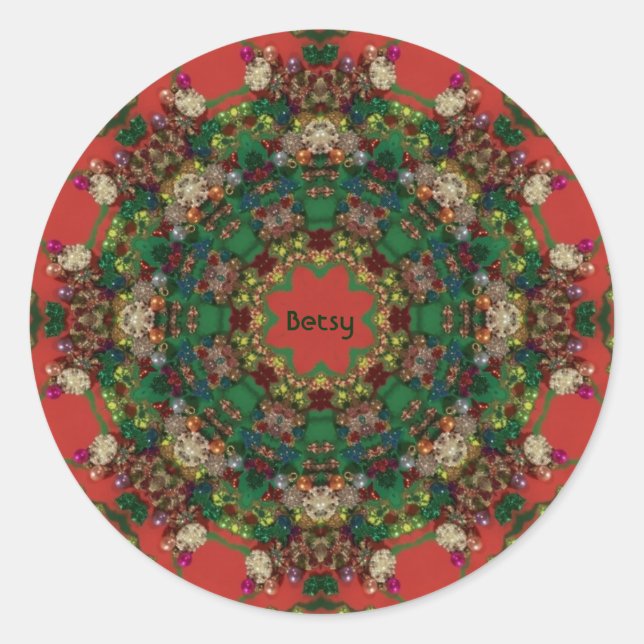 BETSY ~ CHRISTMAS ~ Yellow Green Blue ~ Runder Aufkleber (Vorderseite)