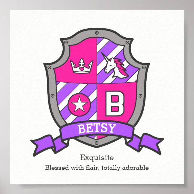Betsy-Name bedeutet Unicorbrief-B-Wappen-Plakat Poster (Vorne)