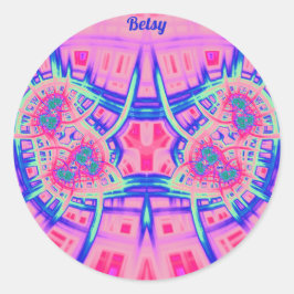 BETSY ~ Pink Blue and Green BRIGHT FUN! ~ Runder Aufkleber