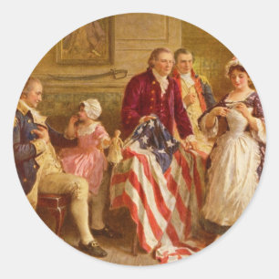 Betsy Ross 1777 von Jean Leon Gerome Ferris Runder Aufkleber