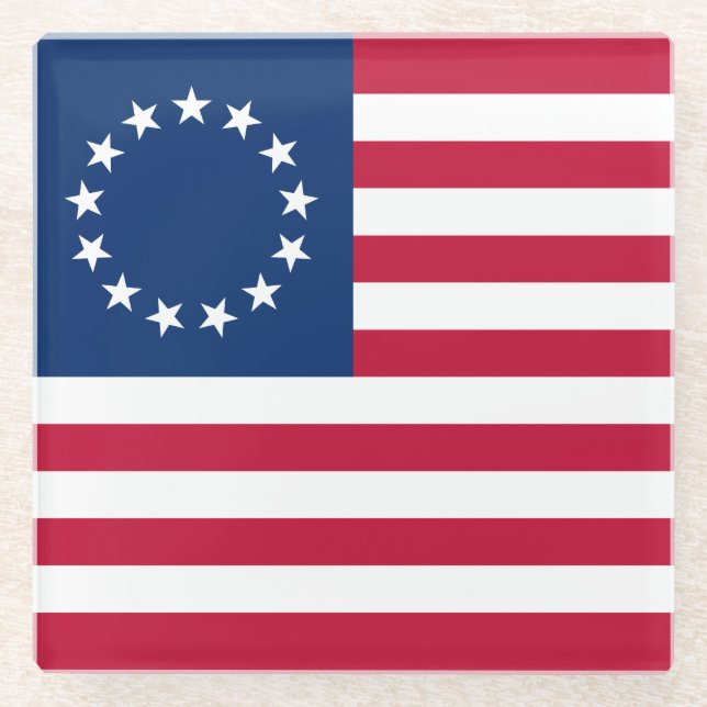 Betsy Ross American Flag Glasuntersetzer (Vorderseite)