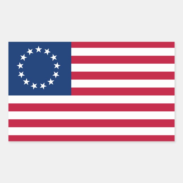 Betsy Ross American Flag Rechteckiger Aufkleber (Vorderseite)