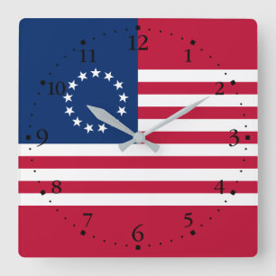 Betsy Ross Amerikanische Flagge Quadratische Wanduhr