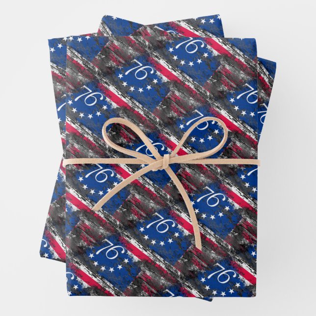 Betsy Ross Flag 1776 Patriotic 4. Juli Geschenkpapier Set (Beispiel)