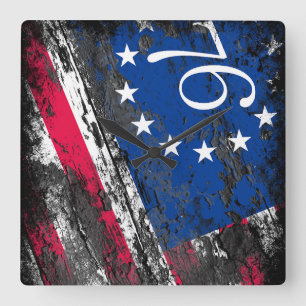 Betsy Ross Flag 1776 Patriotic 4. Juli Quadratische Wanduhr