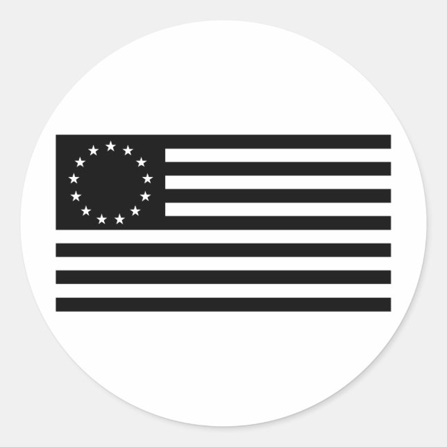 Betsy Ross Flag, Black Line Art Runder Aufkleber (Vorderseite)