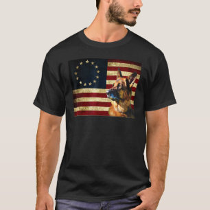 Betsy Ross Flag German Shepherd Patriot American F T-Shirt