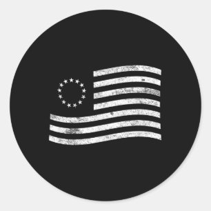 Betsy Ross Flag Minimal - American History Patriot Runder Aufkleber