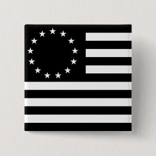 Betsy Ross Flagge, schwarze Linienkunst Button