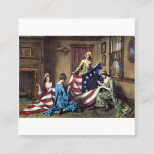 Betsy Ross Nähen der amerikanischen Flagge Quadratische Visitenkarte