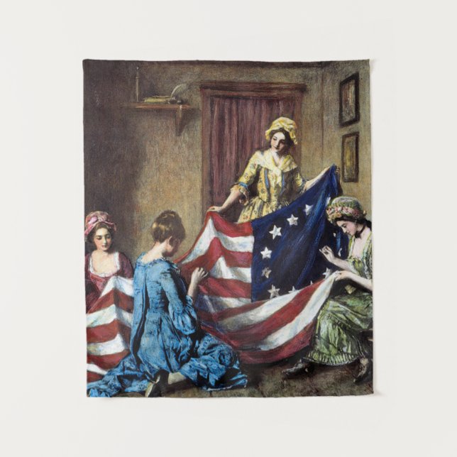Betsy Ross näht die amerikanische Flagge Wandteppich (Vorderseite)