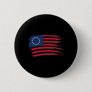 Betsy Ross Shirt 4. Juli Amerikanische Flagge 1776 Button