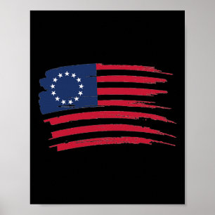 Betsy Ross Shirt 4. Juli Amerikanische Flagge 1776 Poster