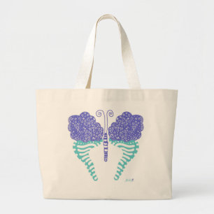 Betsy-Schmetterling-Tasche in Aqua und Blau Jumbo Stoffbeutel