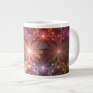 Bett aus Blumen Bunt Glänzende Abstrakte Fraktal-K Jumbo-Tasse
