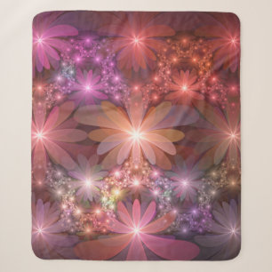 Bett aus Blumen Bunt Glänzende Abstrakte Fraktal K Sherpadecke