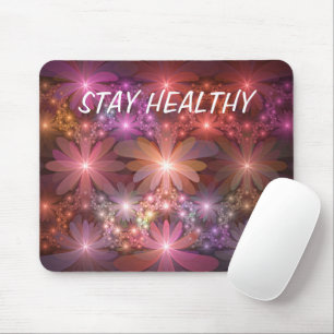 Bett aus Blumen Bunte Glänzende Abstrakte Fraktal Mousepad