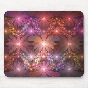 Bett aus Blumen Bunte Glänzende Abstrakte Fraktal Mousepad