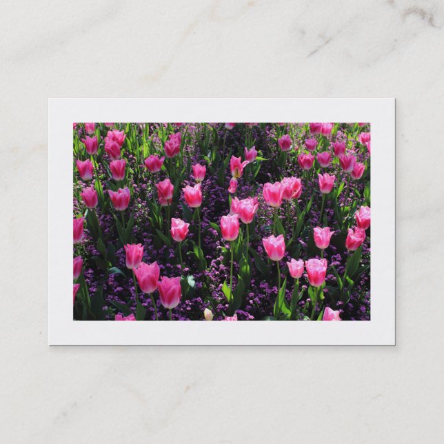 Bett aus rosa Tulips (grenzt an) Visitenkarte (Vorderseite)