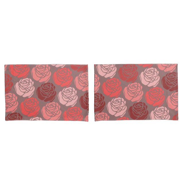 Bett von Rose, einfarbig glänzend rosa Kissenbezug (Vorderseite-Set)