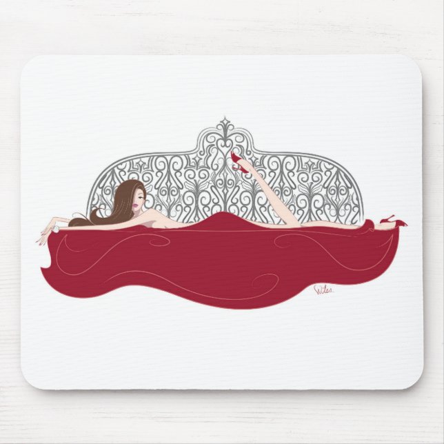 Bett-Weiß Mousepad (Vorne)