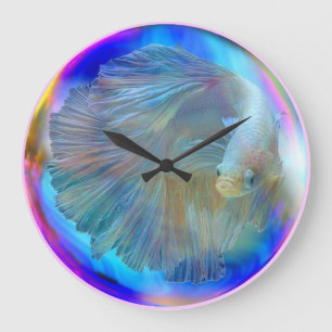 Betta Fisch-Schüssel-Wanduhr Große Wanduhr