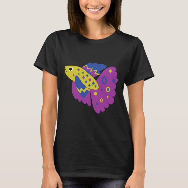 Betta Fisch Zierfisch Ikan Pelaga Farbenfroh C T-Shirt (Vorderseite)