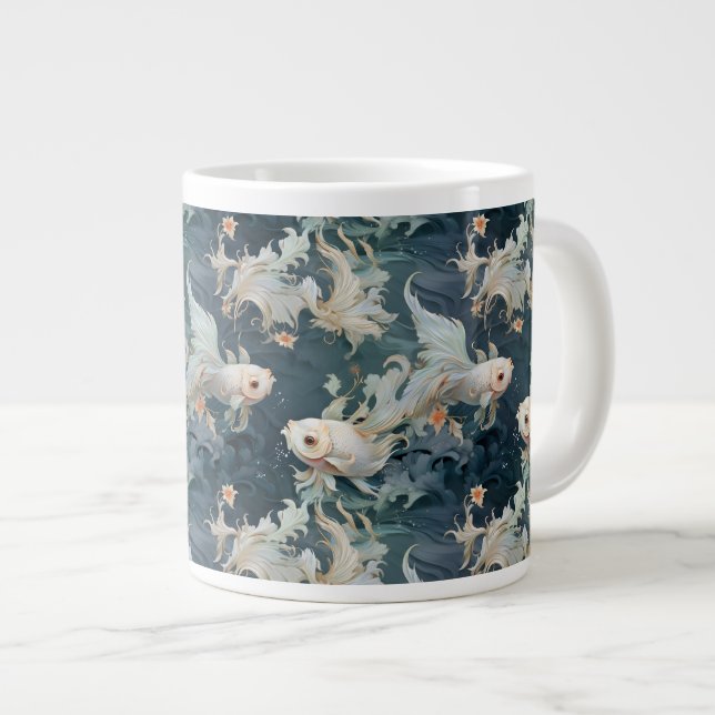 Betta Fish Blue White Jumbo-Tasse (Vorderseite Rechts)