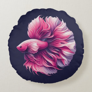 Betta Fish Coussin rond rose et violet
