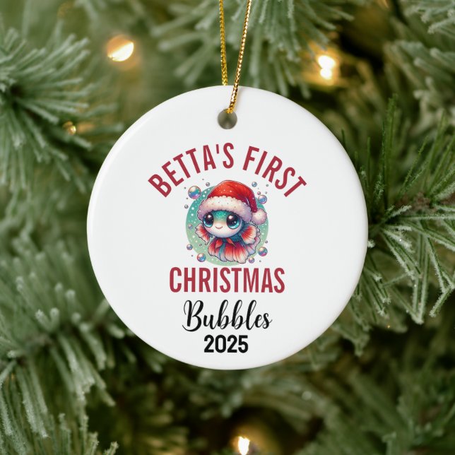 Betta Fish First Christmas 2025 Ceramic Ornament (Baum)