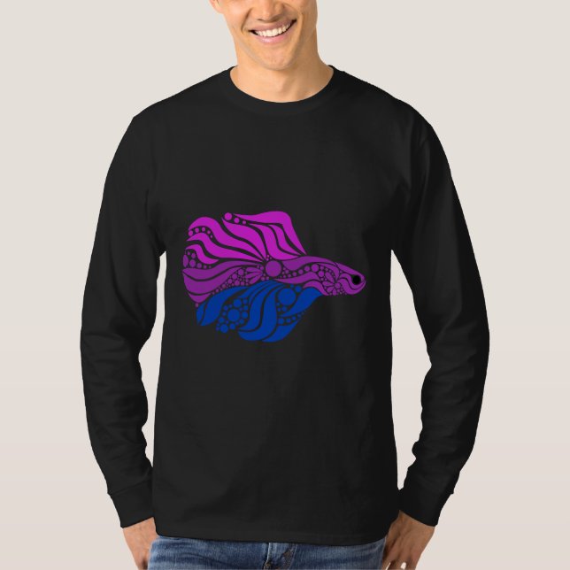 Betta Fish Pink Lila Blue Pride T-Shirt (Vorderseite)