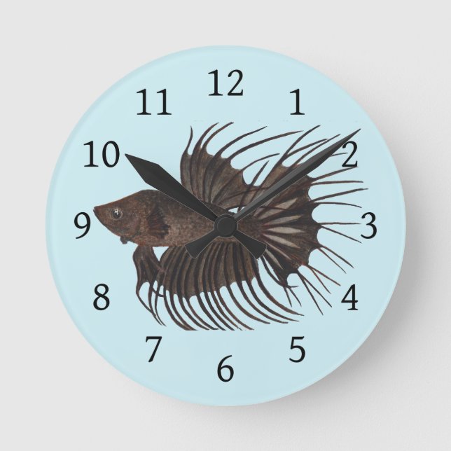 Betta Fish Round Clock Runde Wanduhr (Vorderseite)