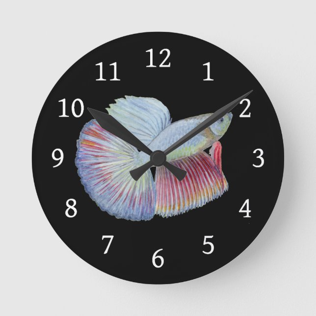Betta Fish Round Clock Runde Wanduhr (Vorderseite)