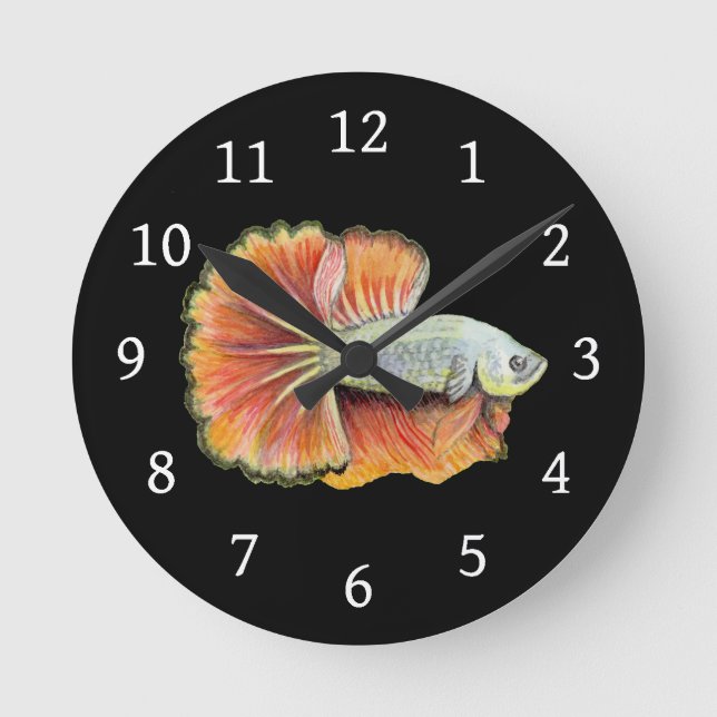 Betta Fish Round Clock Runde Wanduhr (Vorderseite)