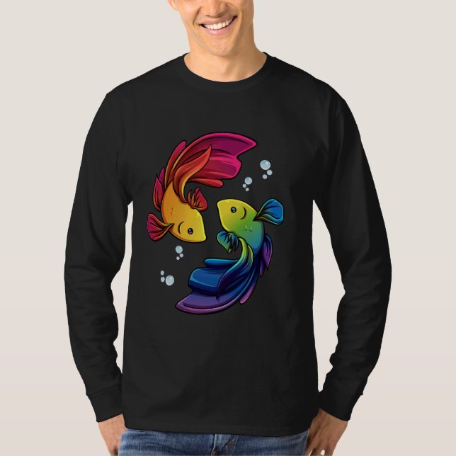 Betta Fish Shirt Regenbogen Betta Siam Kämpfen Fi (Vorderseite)