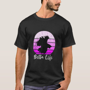 Betta Life Siamese Kampf Fisch Retro Sonnenunterga T-Shirt